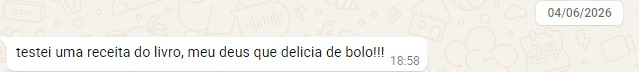 Review de cliente sobre o eBook de receitas